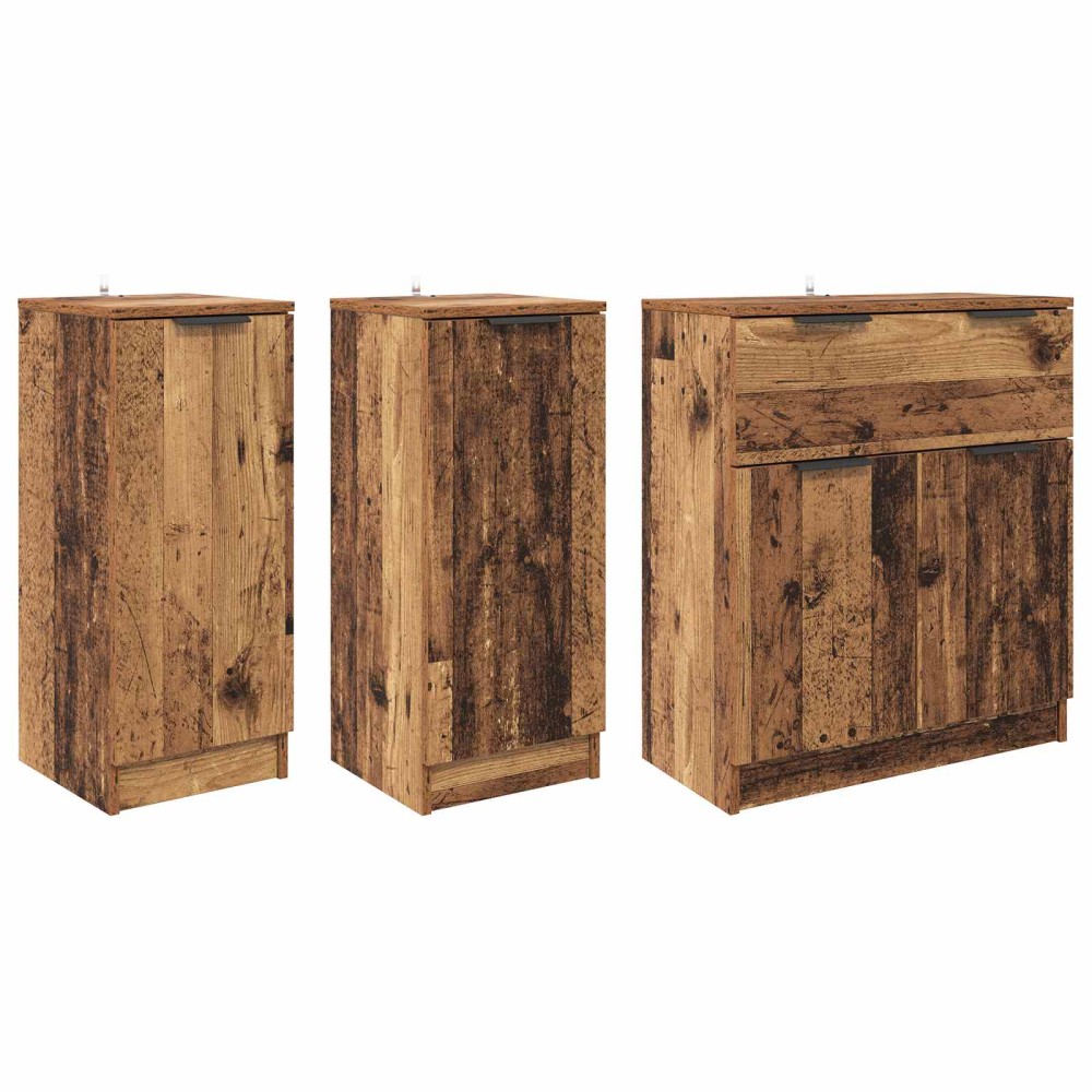 vidaXL Πλαϊνό γραφείο 3 τμχ. Παλιό Ξύλο 120 x 30 x 70 cm