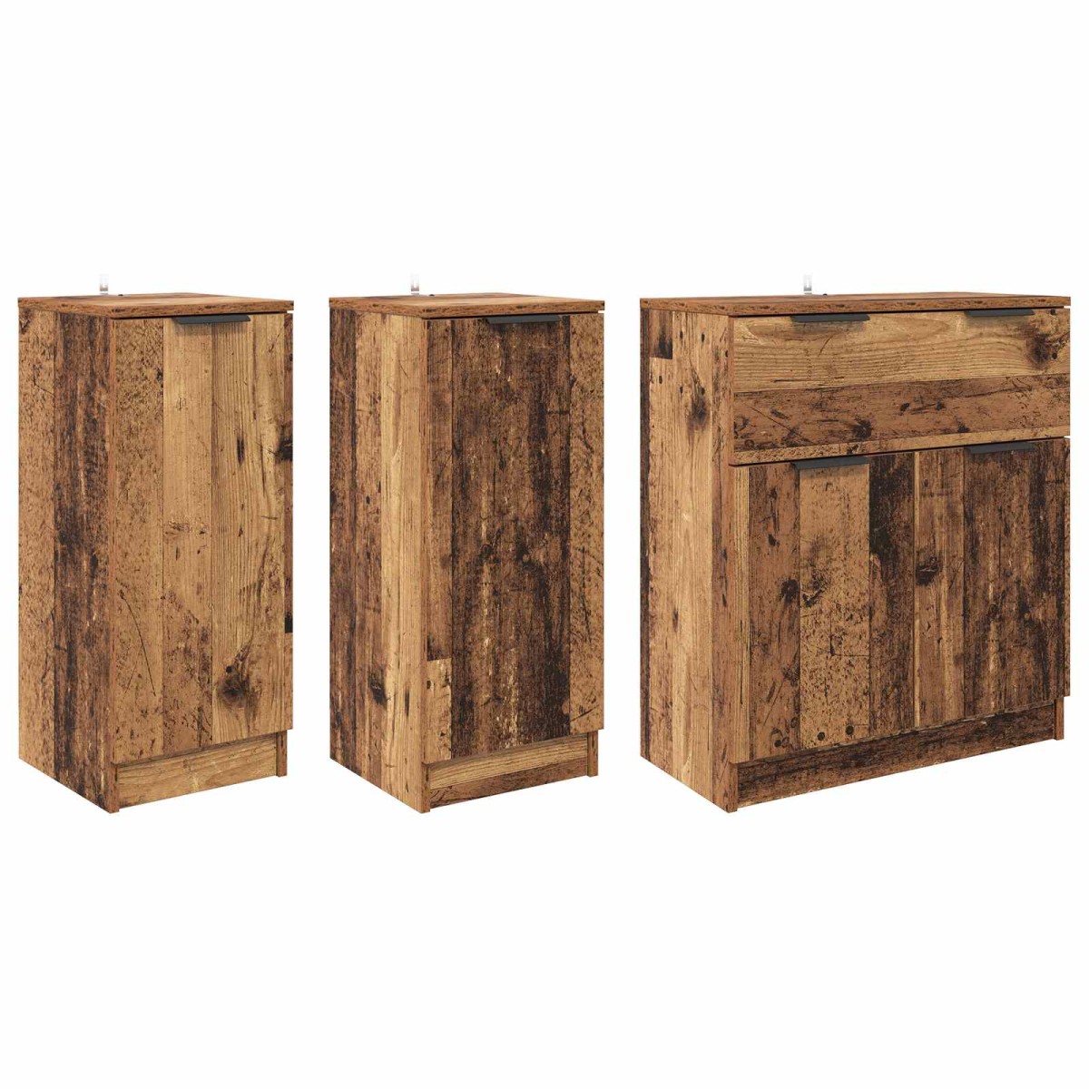 vidaXL Πλαϊνό γραφείο 3 τμχ. Παλιό Ξύλο 120 x 30 x 70 cm
