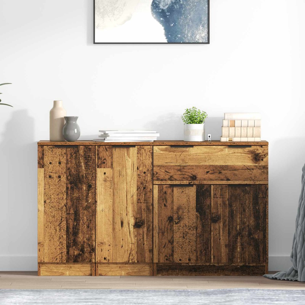 vidaXL Πλαϊνό γραφείο 3 τμχ. Παλιό Ξύλο 120 x 30 x 70 cm