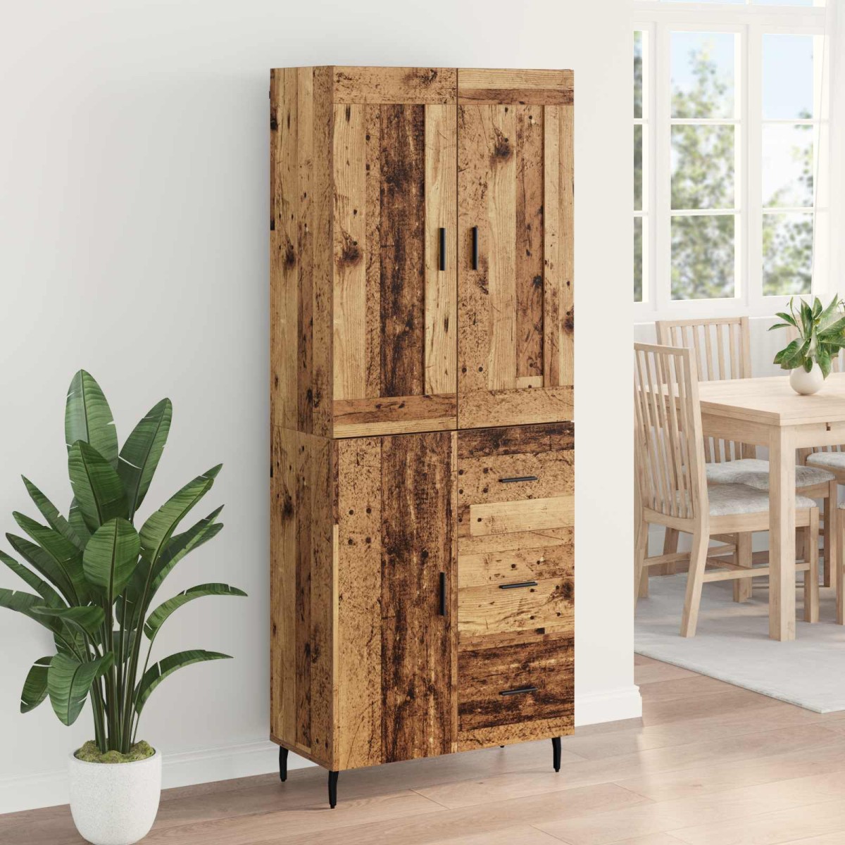 vidaXL Highboard 2 τμχ. Παλιό ξύλο 69,5 x 34 x 180 εκ.