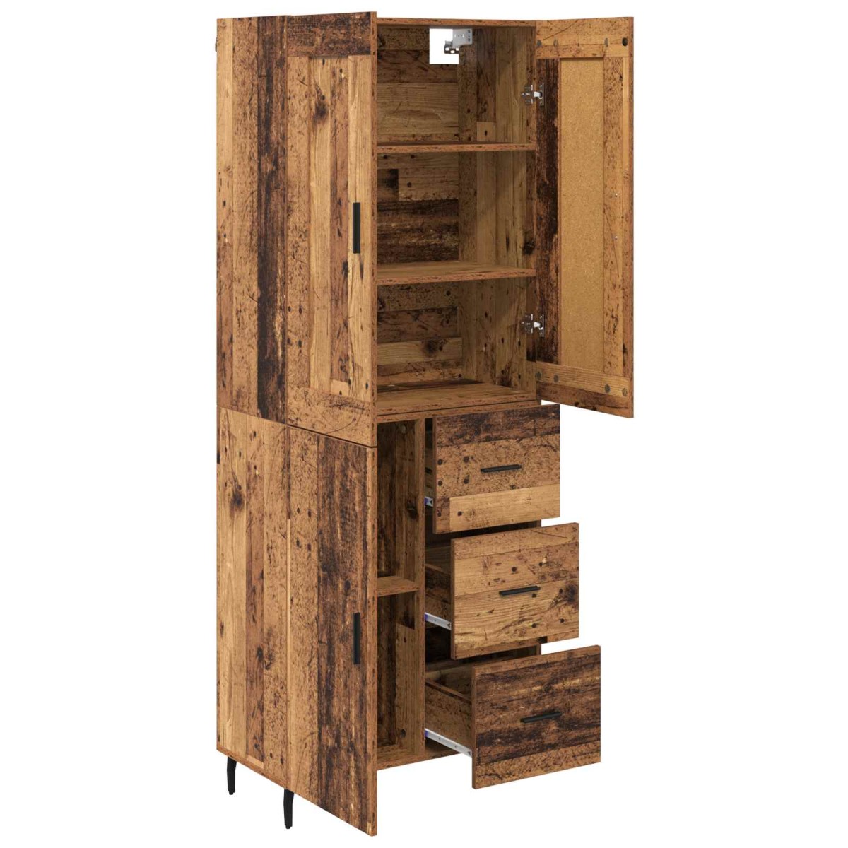 vidaXL Highboard 2 τμχ. Παλιό ξύλο 69,5 x 34 x 180 εκ.
