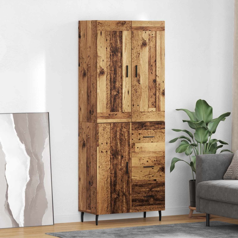 vidaXL Highboard 2 τμχ. Παλιό ξύλο 69,5 x 34 x 180 εκ.