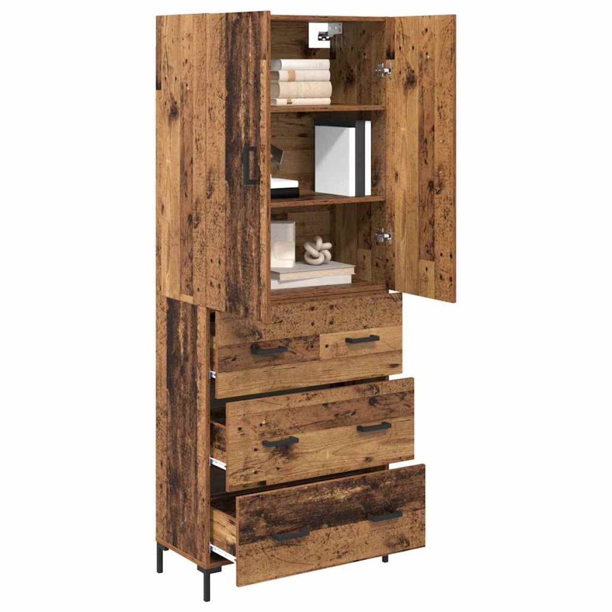 vidaXL Highboard Παλιό Ξύλο 69,5 x 34 x 180 εκ. Επεξεργασμένο Ξύλο