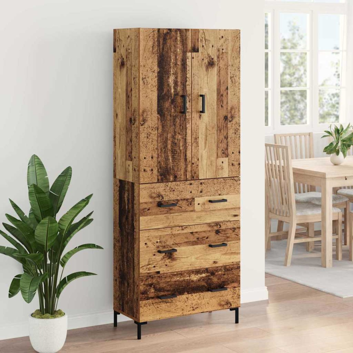 vidaXL Highboard Παλιό Ξύλο 69,5 x 34 x 180 εκ. Επεξεργασμένο Ξύλο