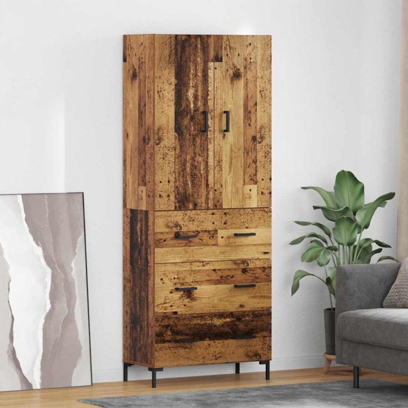 vidaXL Highboard Παλιό Ξύλο 69,5 x 34 x 180 εκ. Επεξεργασμένο Ξύλο
