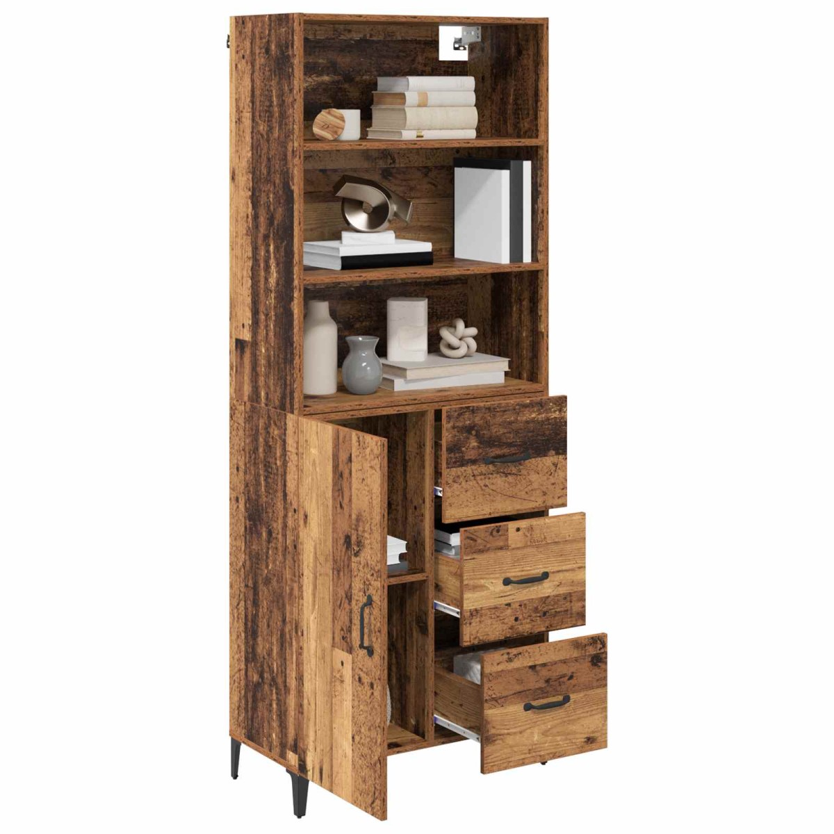 vidaXL Highboard Παλιό Ξύλο 69,5 x 34 x 180 εκ. Επεξεργασμένο Ξύλο