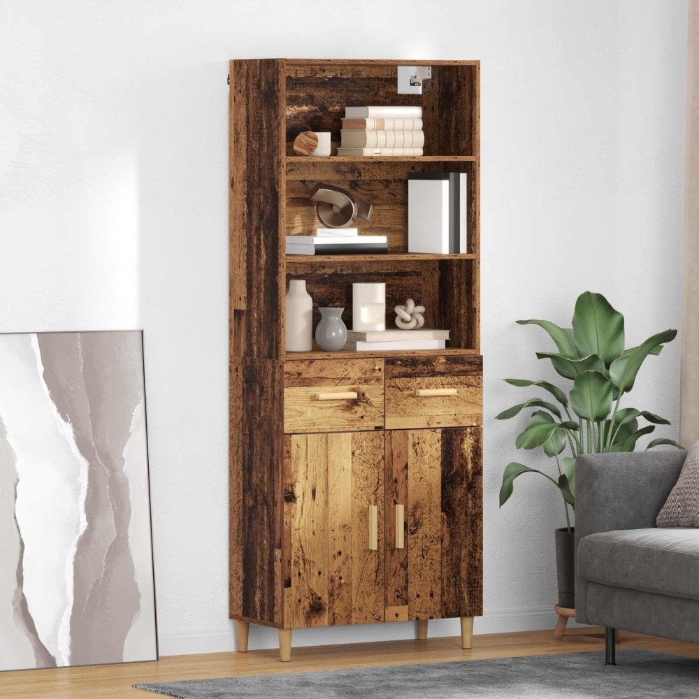 vidaXL Highboard Παλιό Ξύλο 69,5 x 32,5 x 180 εκ Επεξεργασμένο Ξύλο