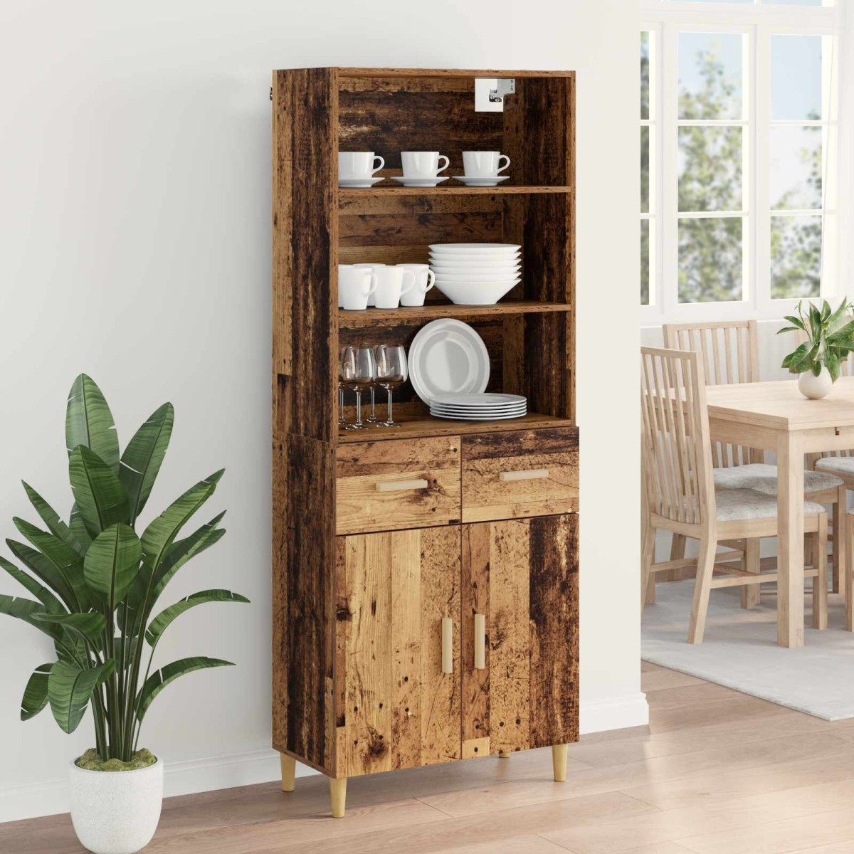 vidaXL Highboard Παλιό Ξύλο 69,5 x 32,5 x 180 εκ Επεξεργασμένο Ξύλο