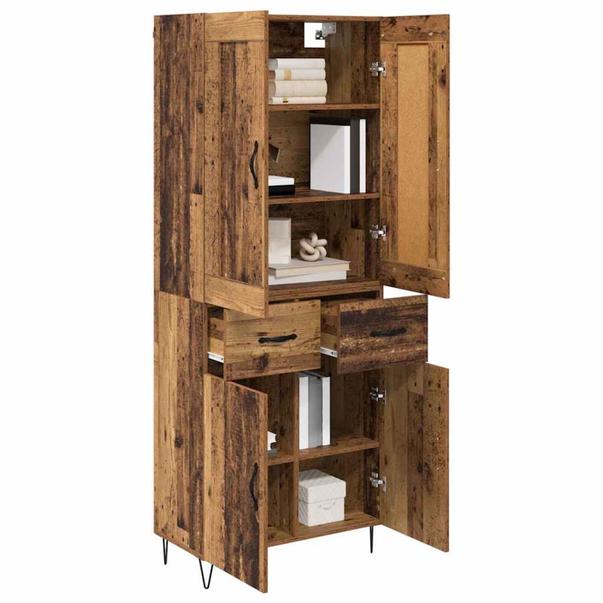 vidaXL Highboard Παλιό Ξύλο 69,5 x 34 x 180 εκ. Επεξεργασμένο Ξύλο
