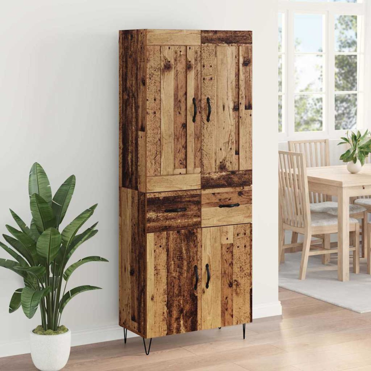 vidaXL Highboard Παλιό Ξύλο 69,5 x 34 x 180 εκ. Επεξεργασμένο Ξύλο
