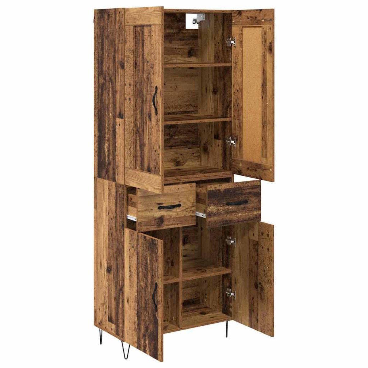 vidaXL Highboard Παλιό Ξύλο 69,5 x 34 x 180 εκ. Επεξεργασμένο Ξύλο
