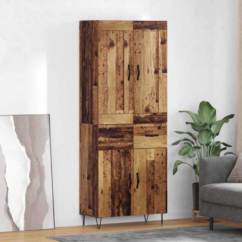 vidaXL Highboard Παλιό Ξύλο 69,5 x 34 x 180 εκ. Επεξεργασμένο Ξύλο