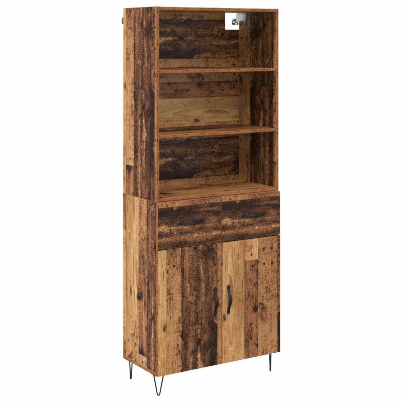 vidaXL Highboard 2 τμχ. Παλιό ξύλο 69,5 x 34 x 180 εκ.