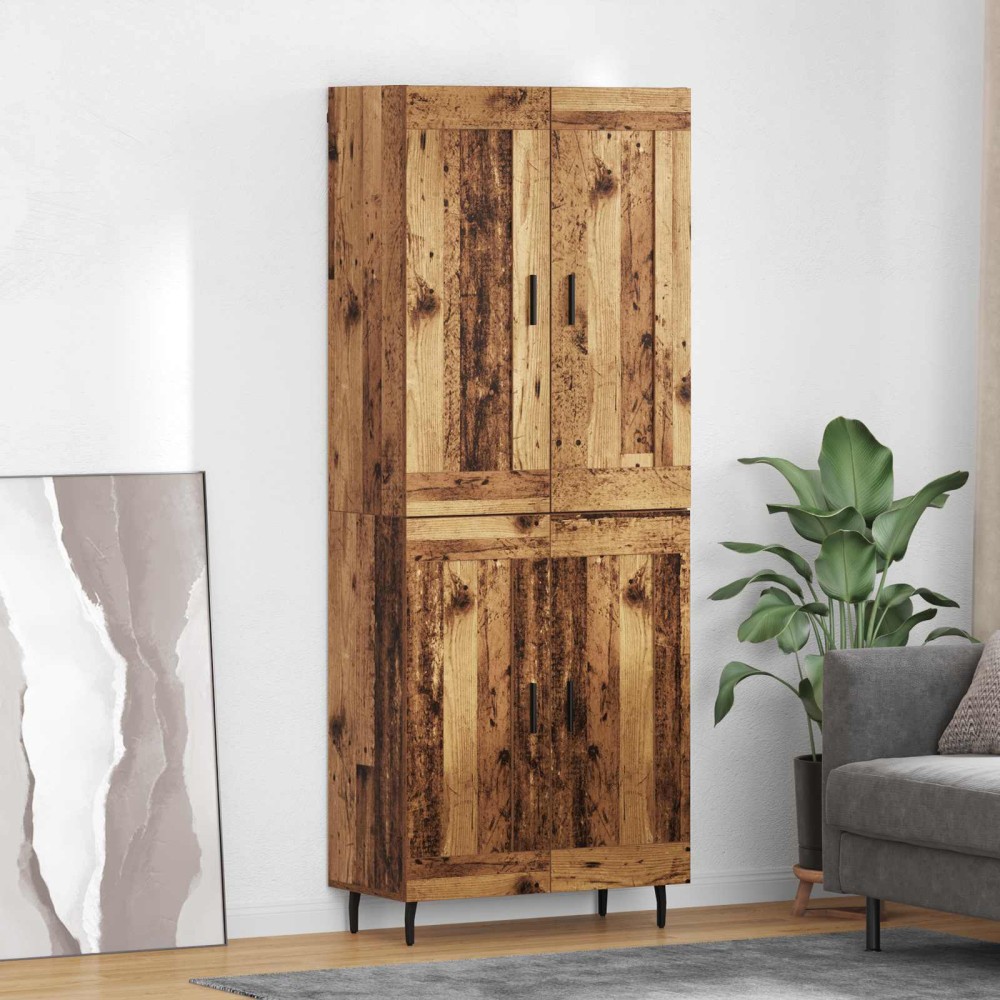 vidaXL Highboard 2 τμχ. Παλιό ξύλο 69,5 x 34 x 180 εκ.