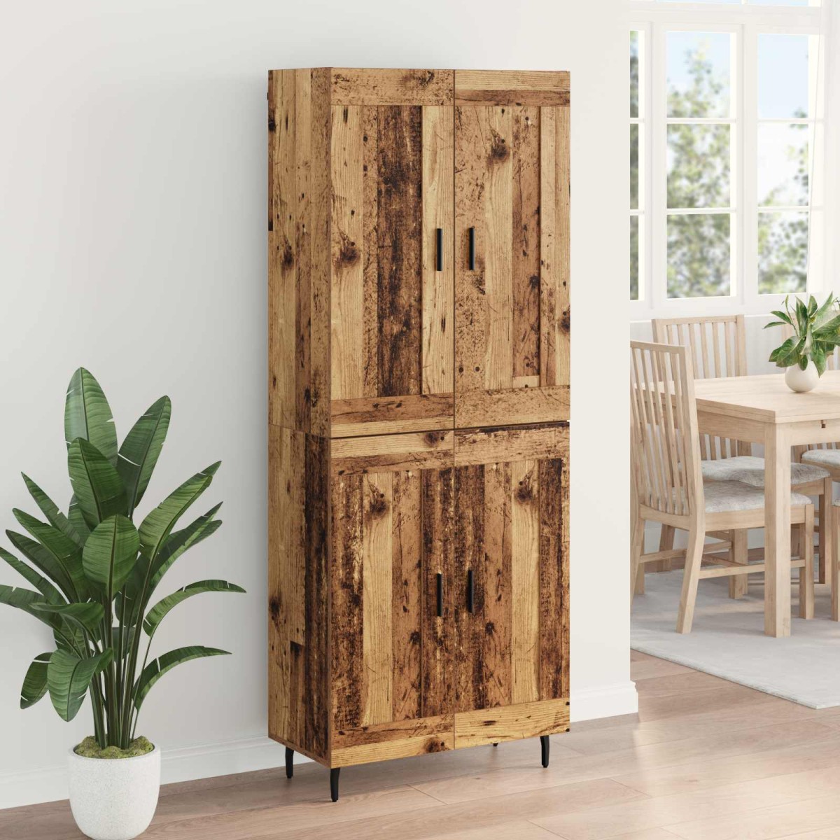 vidaXL Highboard 2 τμχ. Παλιό ξύλο 69,5 x 34 x 180 εκ.
