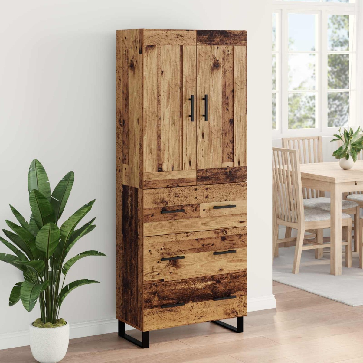 vidaXL Highboard 2 τμχ. Παλιό ξύλο 69,5 x 34 x 180 εκ.