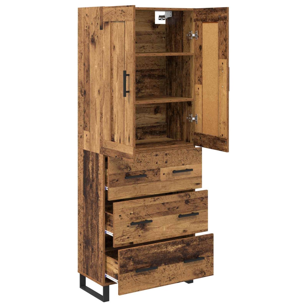 vidaXL Highboard 2 τμχ. Παλιό ξύλο 69,5 x 34 x 180 εκ.