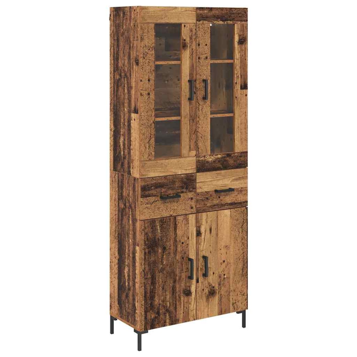 vidaXL Highboard 2 τμχ. Παλιό ξύλο 69,5 x 34 x 180 εκ.
