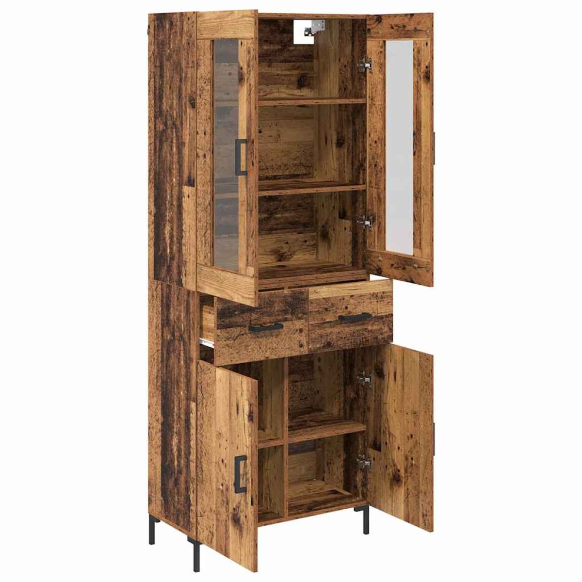 vidaXL Highboard 2 τμχ. Παλιό ξύλο 69,5 x 34 x 180 εκ.