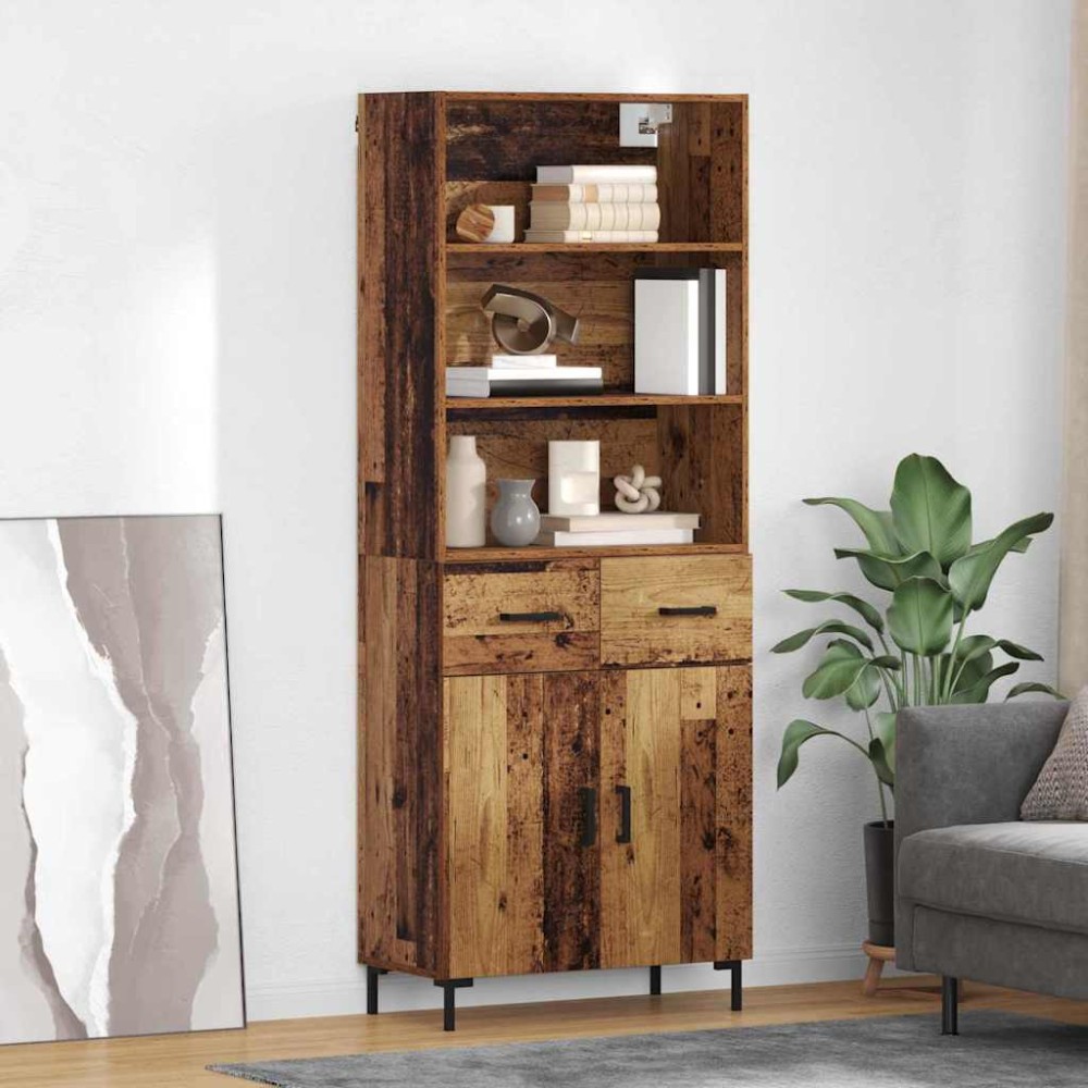vidaXL Highboard Παλιό ξύλο 69,5 x 34 x 180 εκ. Επεξεργασμένο Ξύλο