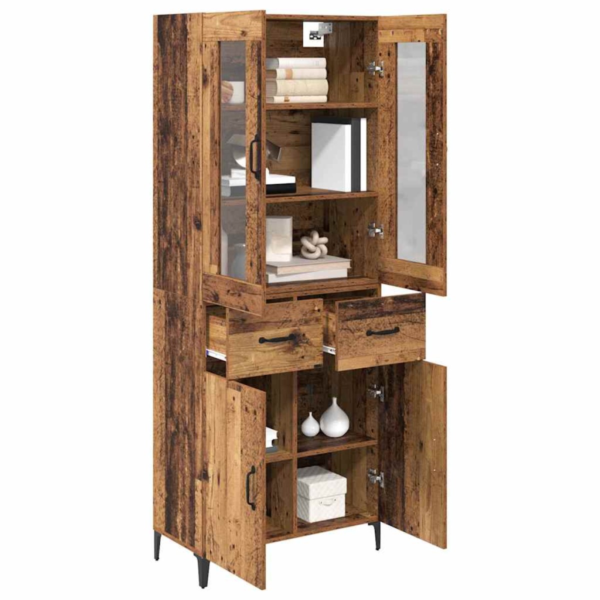 vidaXL Highboard Παλιό Ξύλο 69,5 x 34 x 180 εκ. Επεξεργασμένο Ξύλο