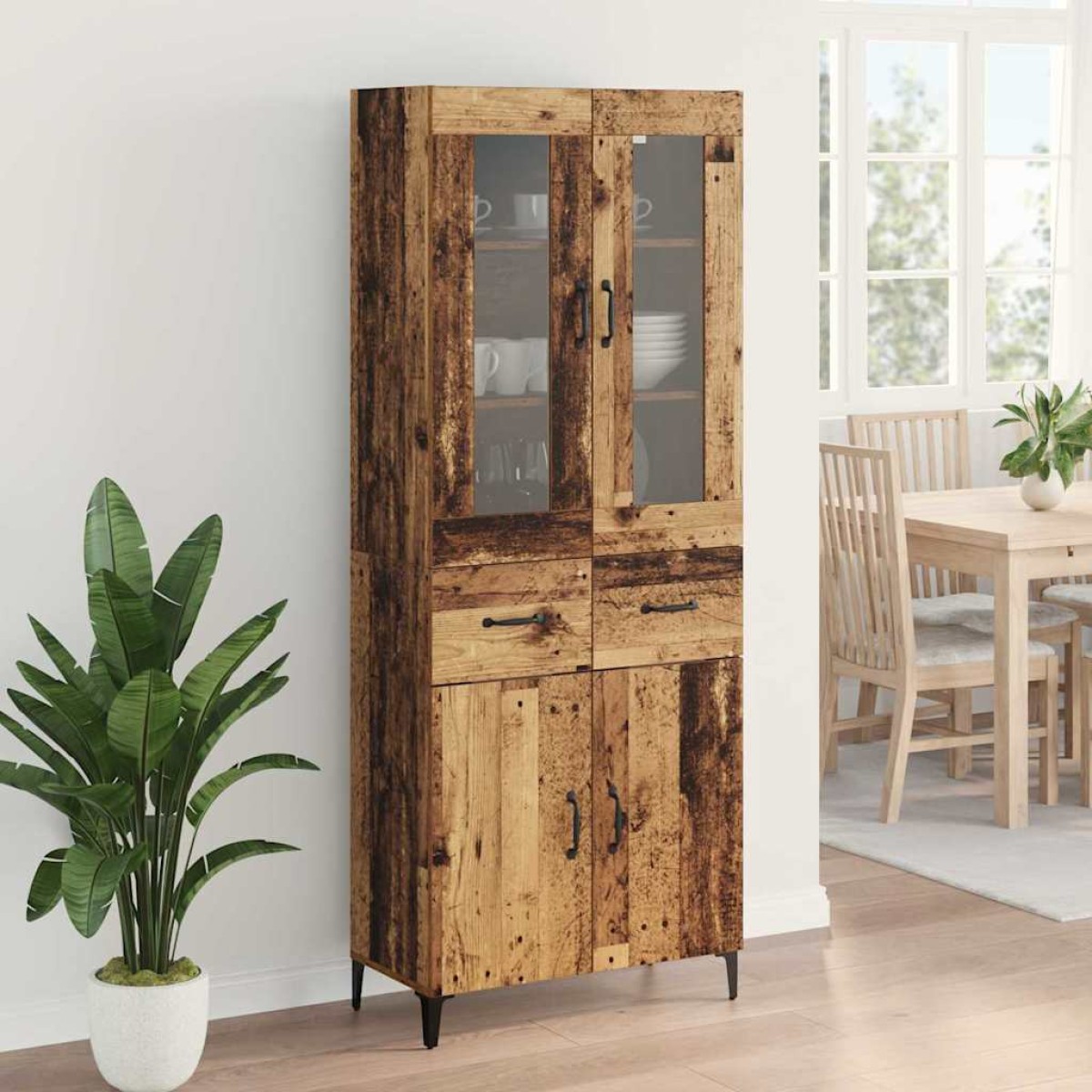 vidaXL Highboard Παλιό Ξύλο 69,5 x 34 x 180 εκ. Επεξεργασμένο Ξύλο