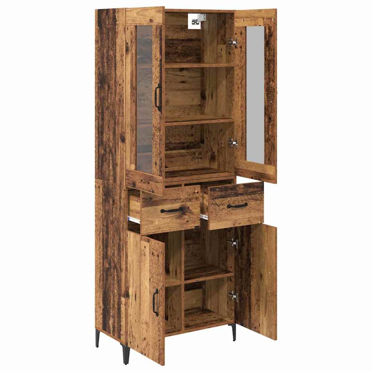 vidaXL Highboard Παλιό Ξύλο 69,5 x 34 x 180 εκ. Επεξεργασμένο Ξύλο