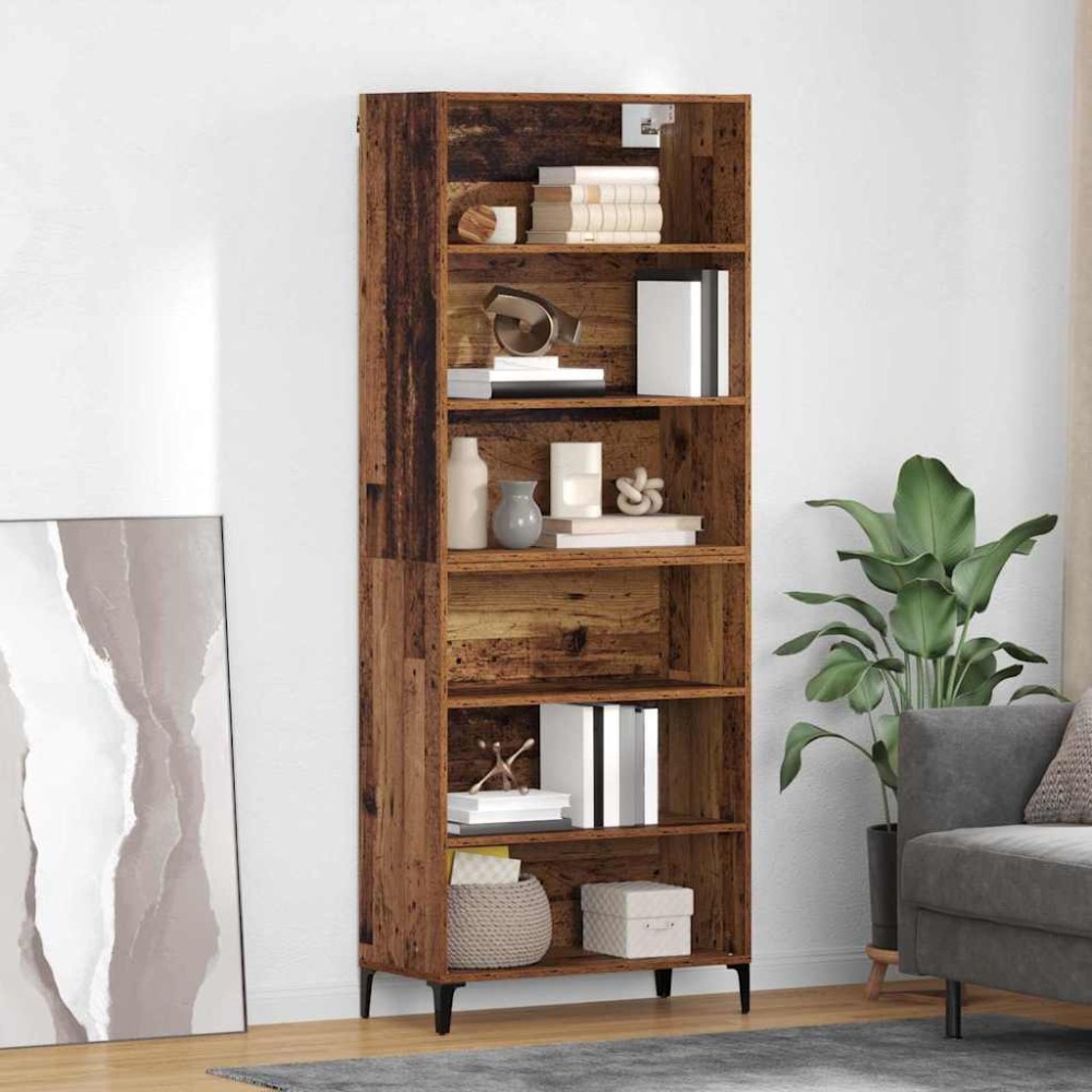 vidaXL Highboard Παλιό Ξύλο 69,5 x 34 x 180 εκ. Επεξεργασμένο Ξύλο
