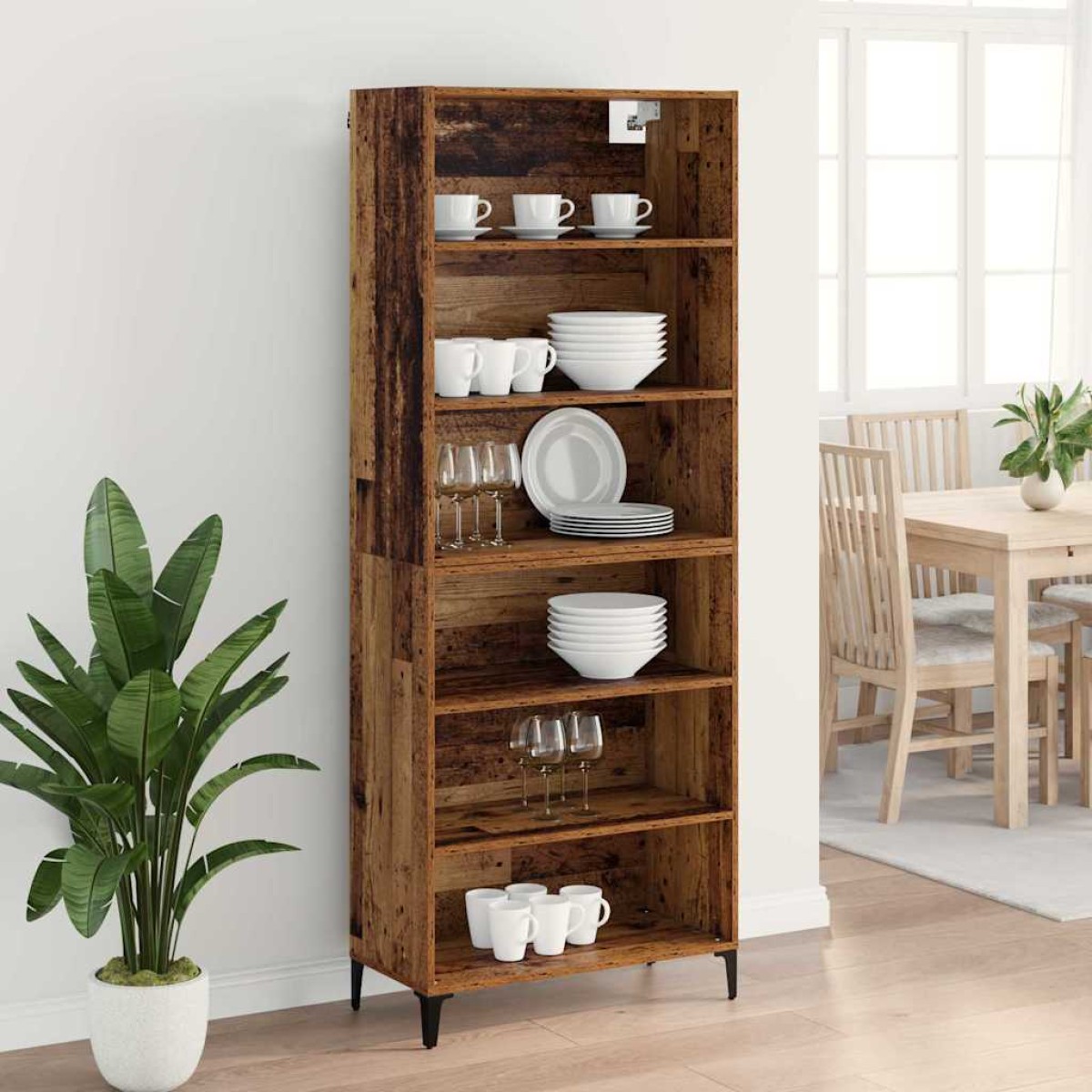 vidaXL Highboard Παλιό Ξύλο 69,5 x 34 x 180 εκ. Επεξεργασμένο Ξύλο