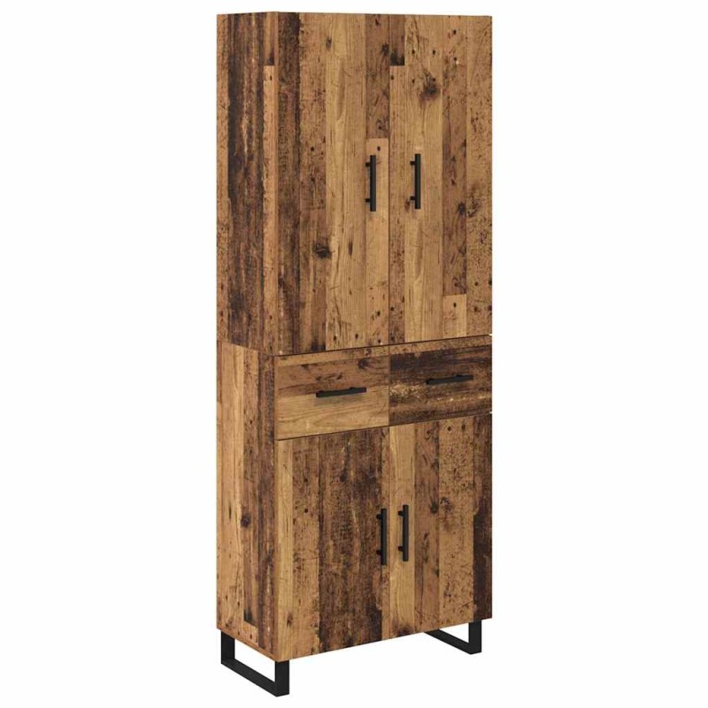 vidaXL Highboard 2 τμχ. Παλιό Ξύλο 69,5 x 34 x 180 εκ.