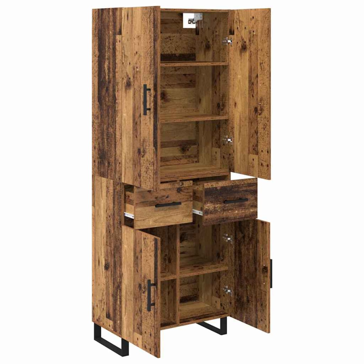 vidaXL Highboard 2 τμχ. Παλιό Ξύλο 69,5 x 34 x 180 εκ.