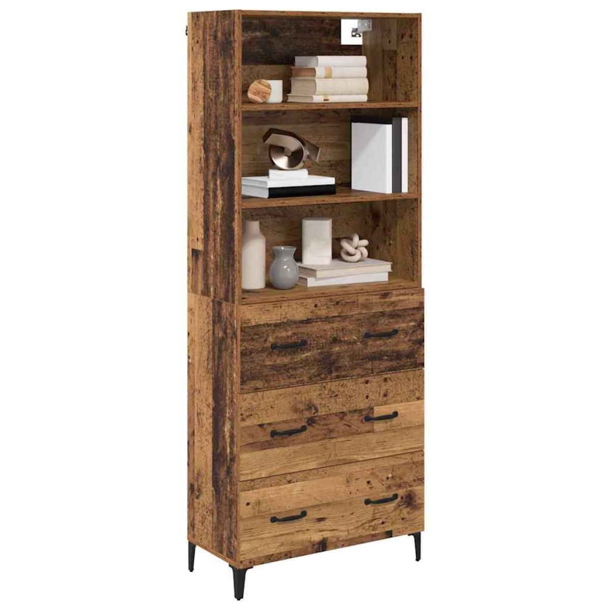 vidaXL Highboard Παλιό Ξύλο 69,5 x 34 x 180 εκ. Επεξεργασμένο Ξύλο
