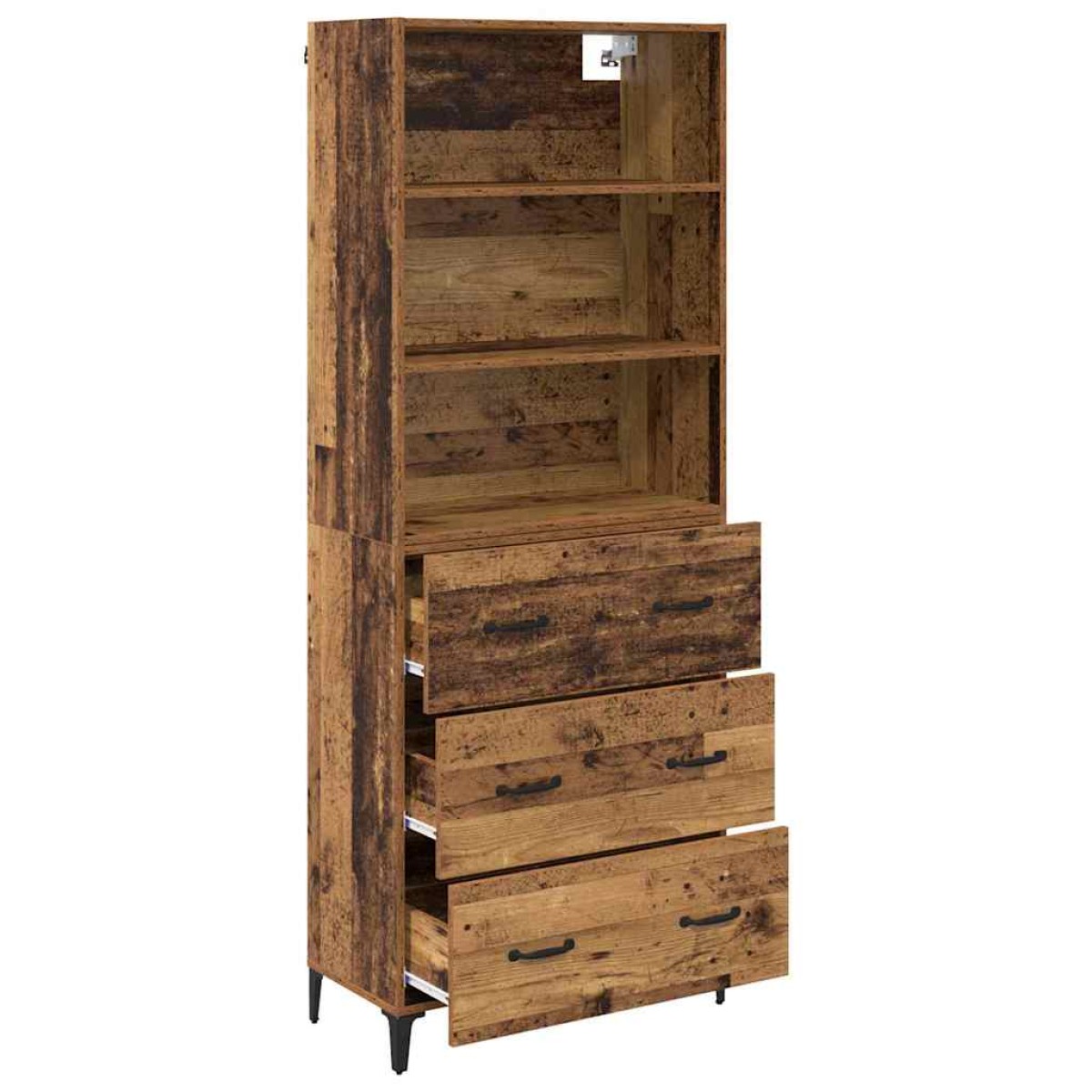 vidaXL Highboard Παλιό Ξύλο 69,5 x 34 x 180 εκ. Επεξεργασμένο Ξύλο