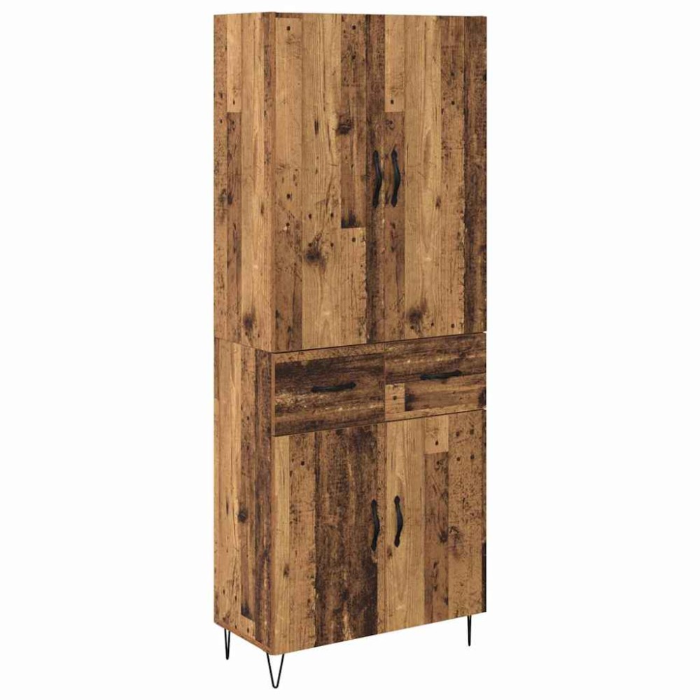 vidaXL Highboard 2 τμχ. Παλιό ξύλο 69,5 x 34 x 180 εκ.