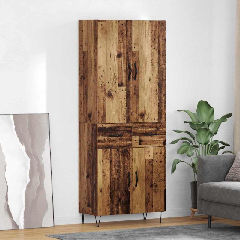 vidaXL Highboard 2 τμχ. Παλιό ξύλο 69,5 x 34 x 180 εκ.