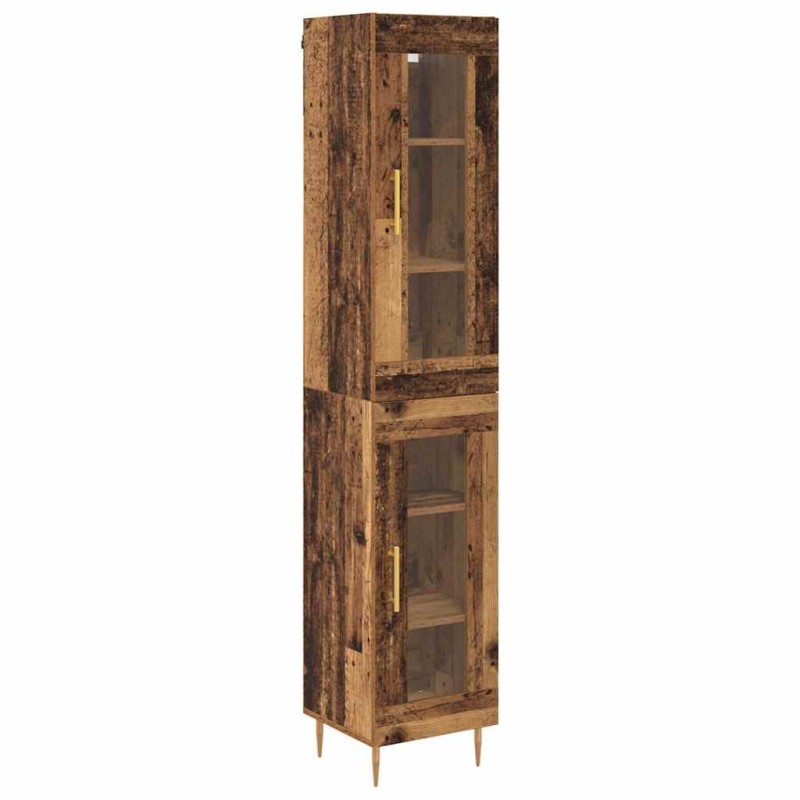 vidaXL Highboard 2 τμχ. Παλιό Ξύλο 34,5 x 34 x 180 εκ.