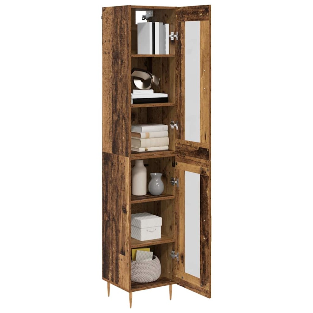 vidaXL Highboard 2 τμχ. Παλιό Ξύλο 34,5 x 34 x 180 εκ.