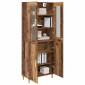 vidaXL Highboard Παλιό Ξύλο 69,5 x 34 x 180 εκ. Σύνθετο Ξύλο και Γυαλί