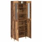 vidaXL Highboard Παλιό Ξύλο 69,5 x 34 x 180 εκ. Σύνθετο Ξύλο και Γυαλί