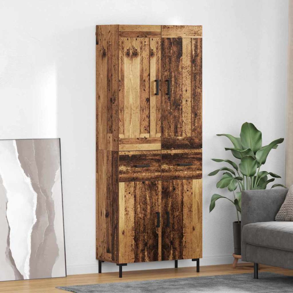 vidaXL Highboard 2 τμχ. Παλιό Ξύλο 69,5 x 34 x 180 εκ.