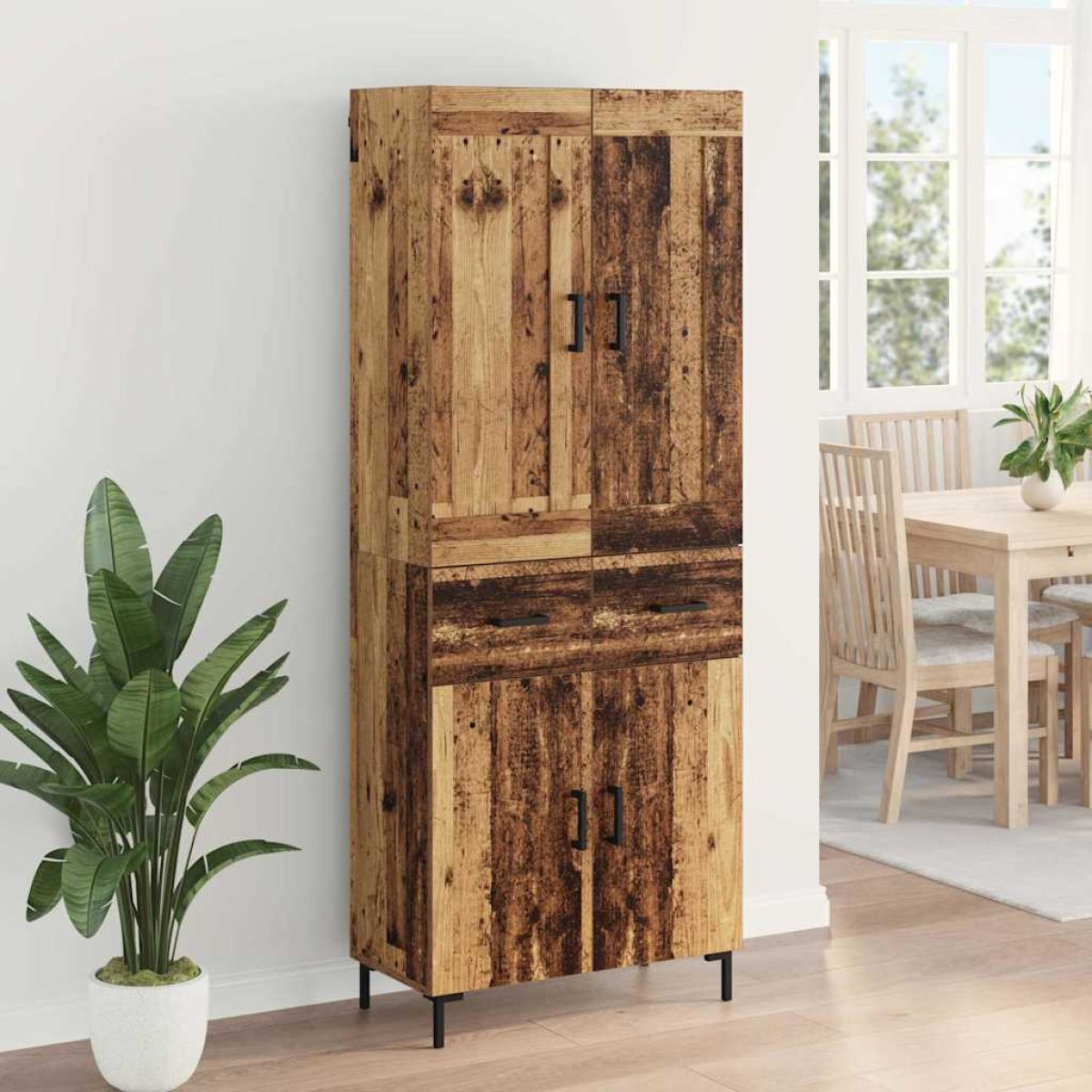 vidaXL Highboard 2 τμχ. Παλιό Ξύλο 69,5 x 34 x 180 εκ.