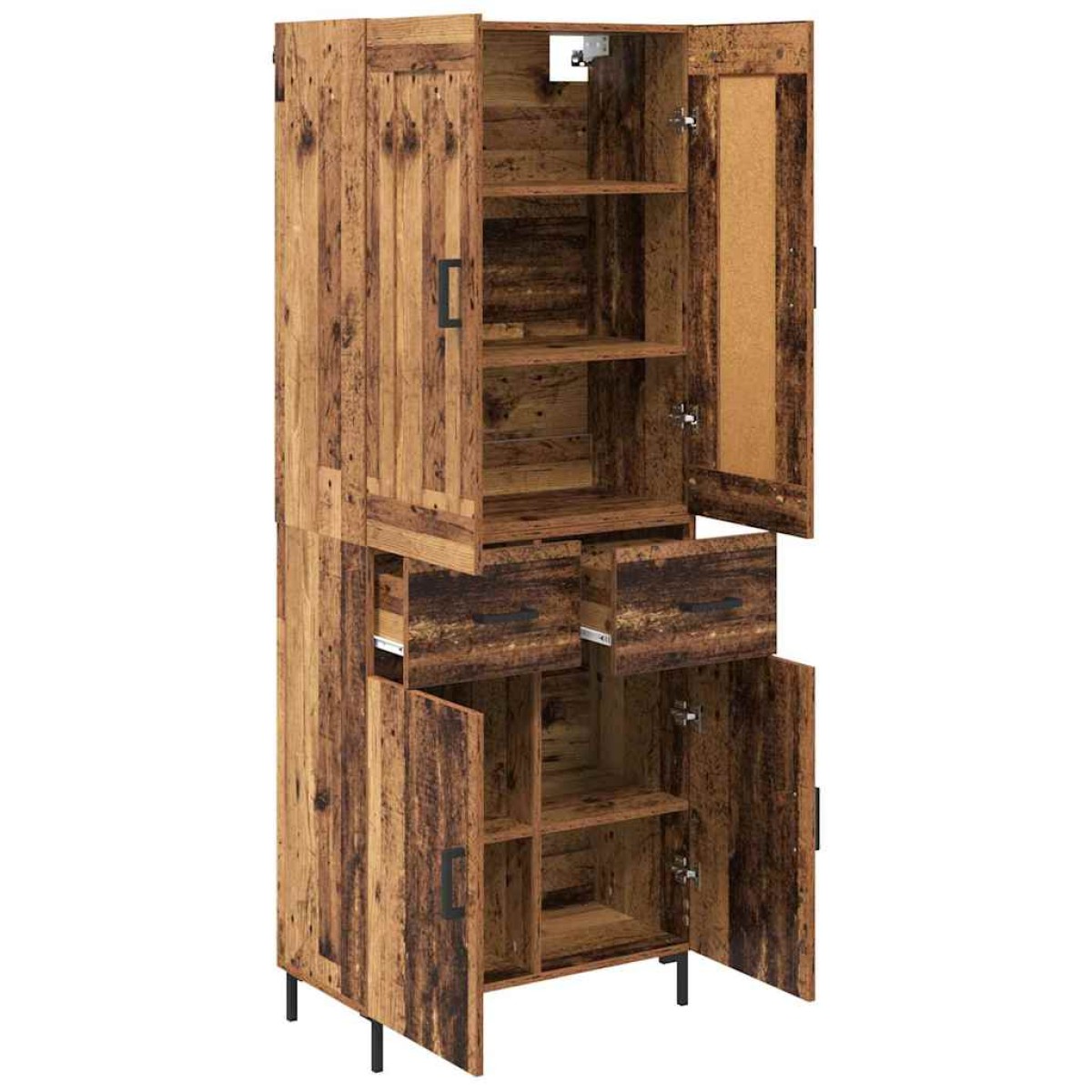 vidaXL Highboard 2 τμχ. Παλιό Ξύλο 69,5 x 34 x 180 εκ.