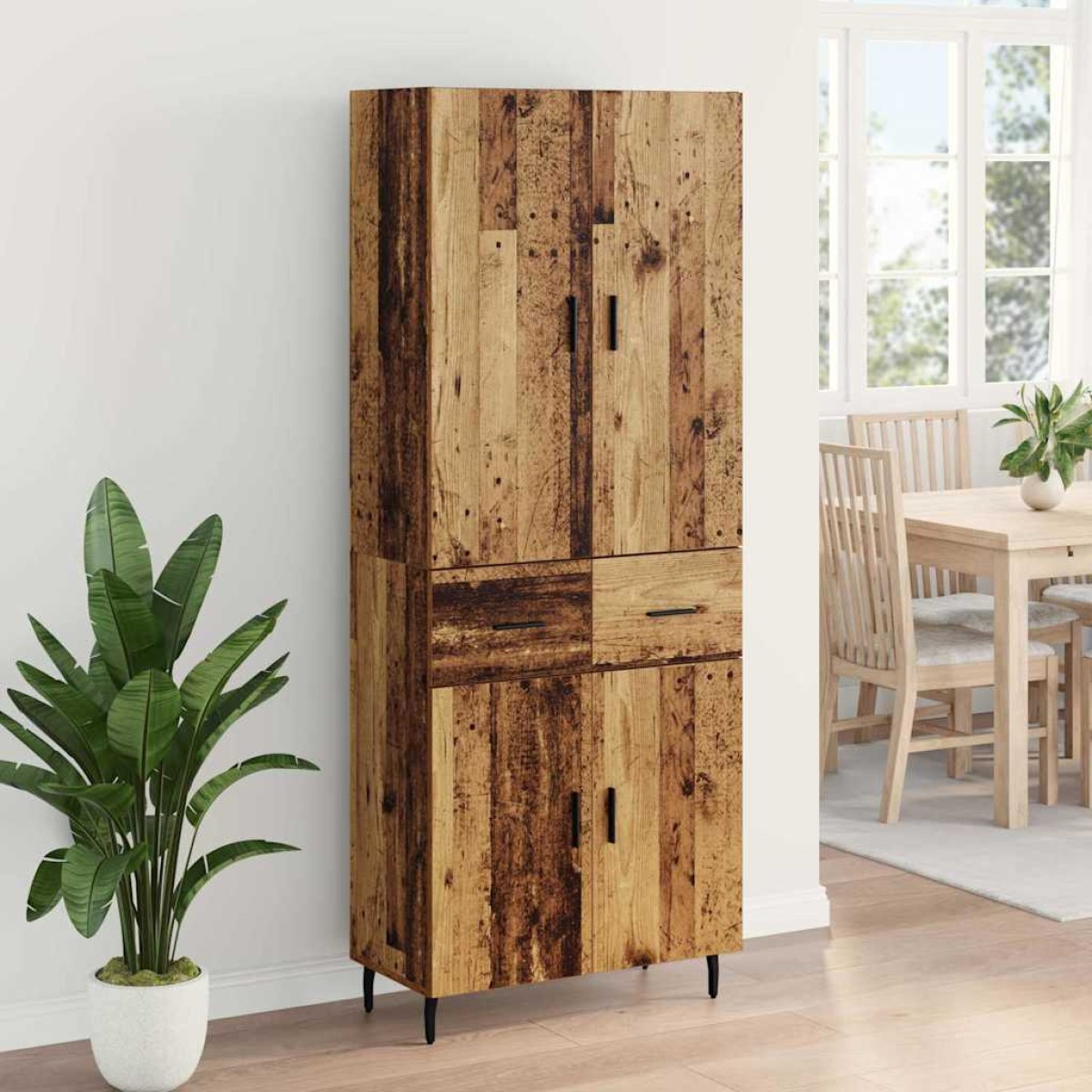 vidaXL Highboard 2 τμχ. Παλιό Ξύλο 69,5 x 34 x 180 εκ.