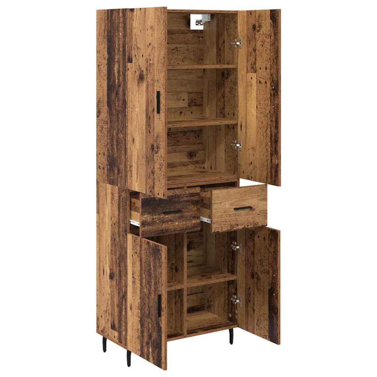 vidaXL Highboard 2 τμχ. Παλιό Ξύλο 69,5 x 34 x 180 εκ.