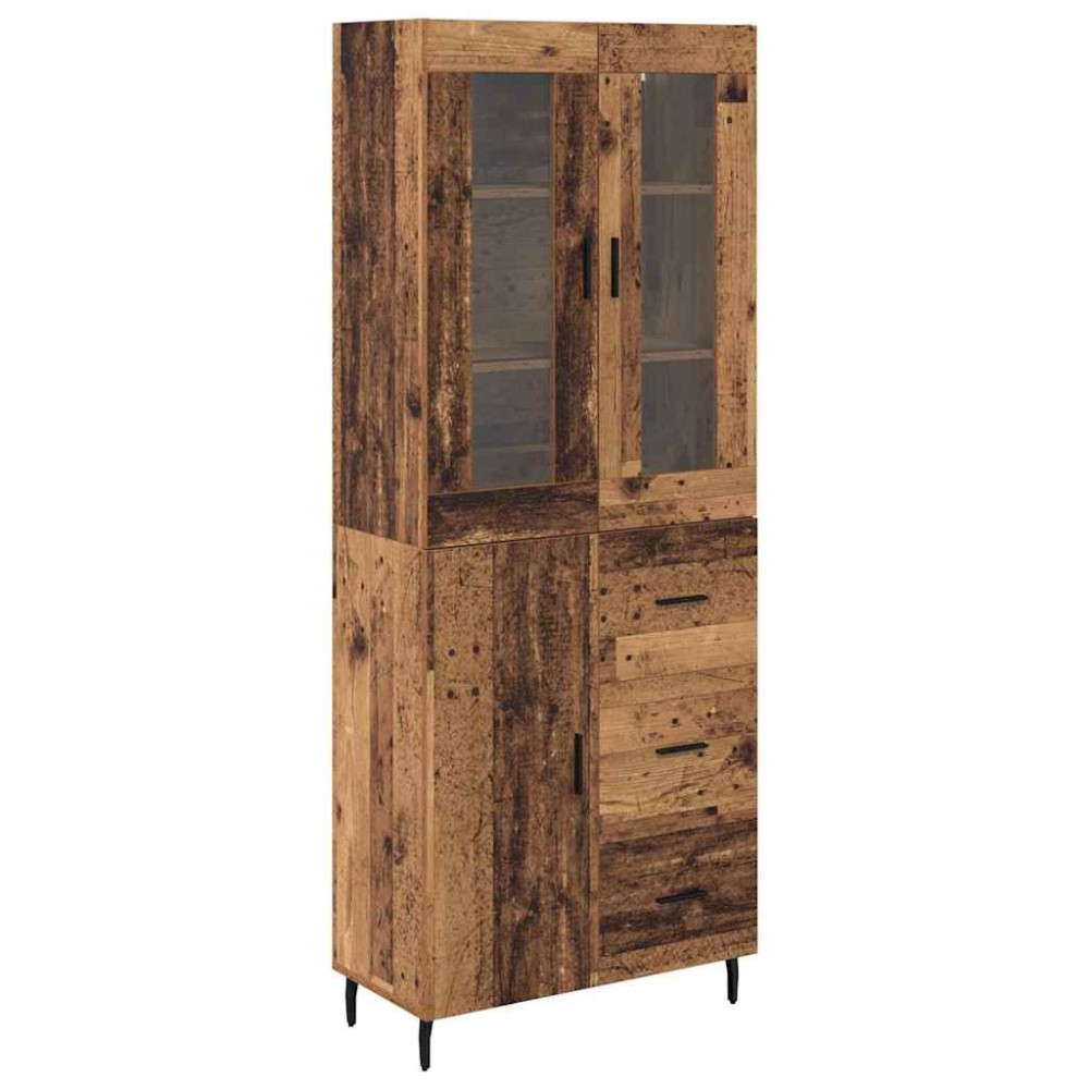 vidaXL Highboard 2 τμχ. Παλιό Ξύλο 69,5 x 34 x 180 εκ.