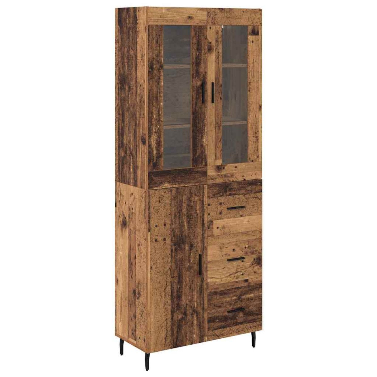 vidaXL Highboard 2 τμχ. Παλιό Ξύλο 69,5 x 34 x 180 εκ.