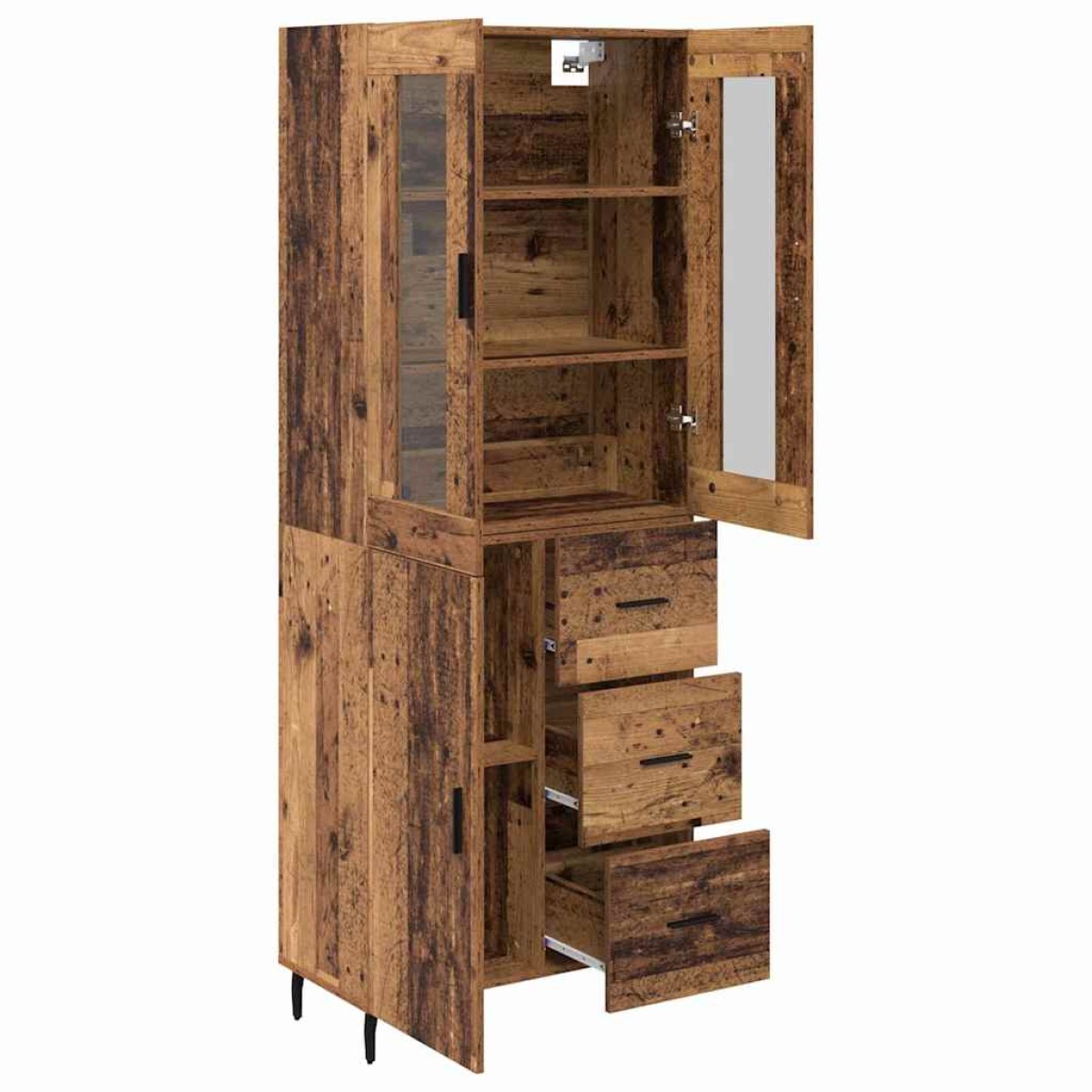vidaXL Highboard 2 τμχ. Παλιό Ξύλο 69,5 x 34 x 180 εκ.