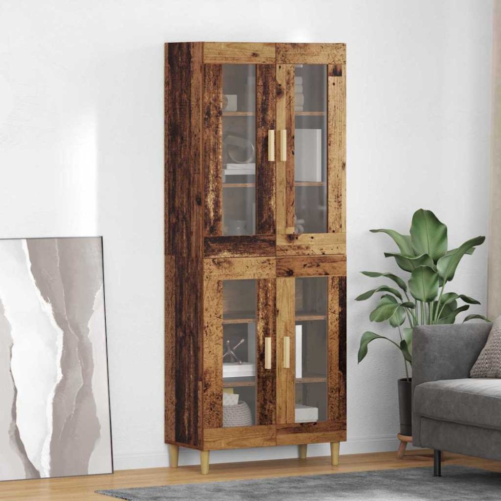 vidaXL Highboard Παλιό Ξύλο 69,5 x 34 x 180 εκ. Επεξεργασμένο Ξύλο