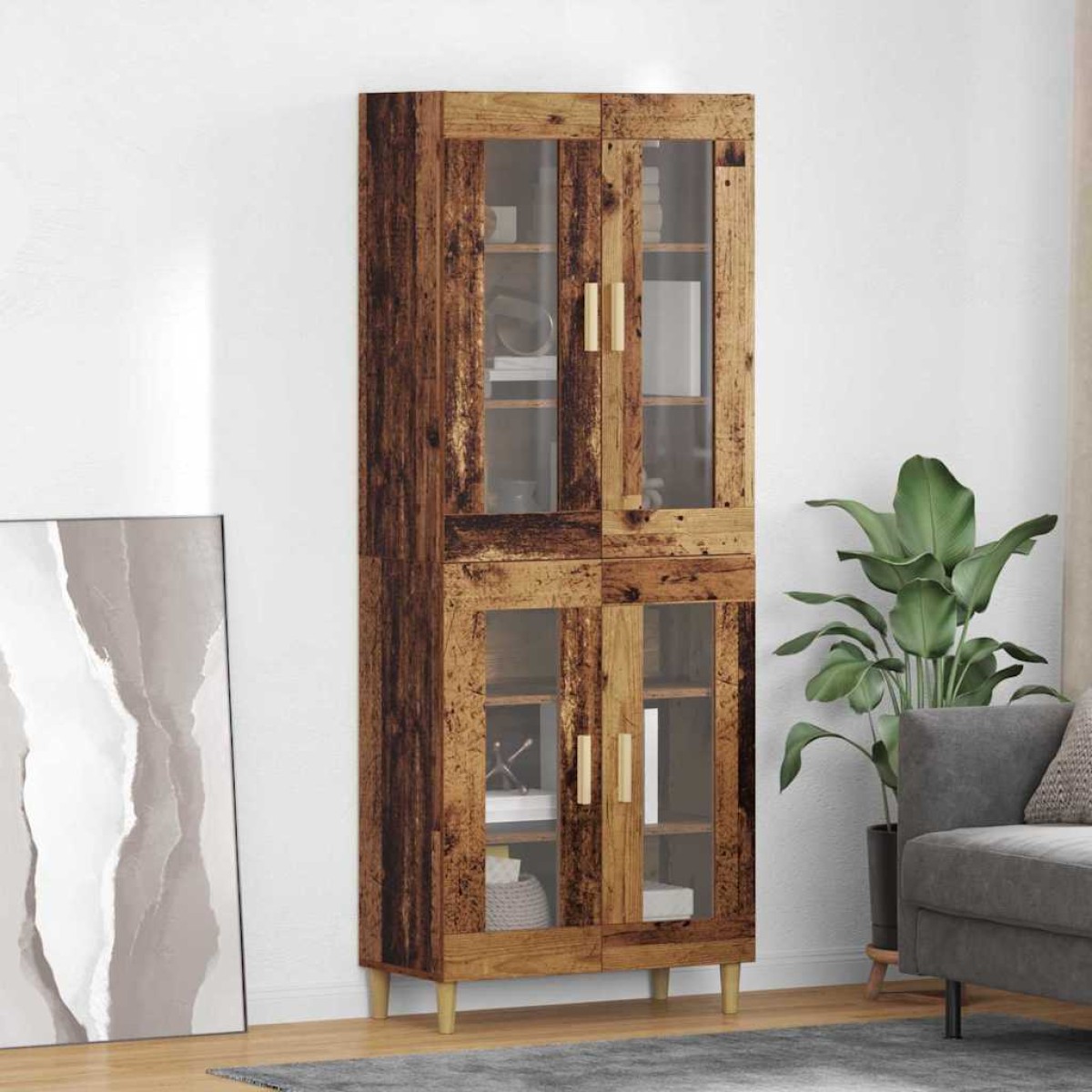 vidaXL Highboard Παλιό Ξύλο 69,5 x 34 x 180 εκ. Επεξεργασμένο Ξύλο