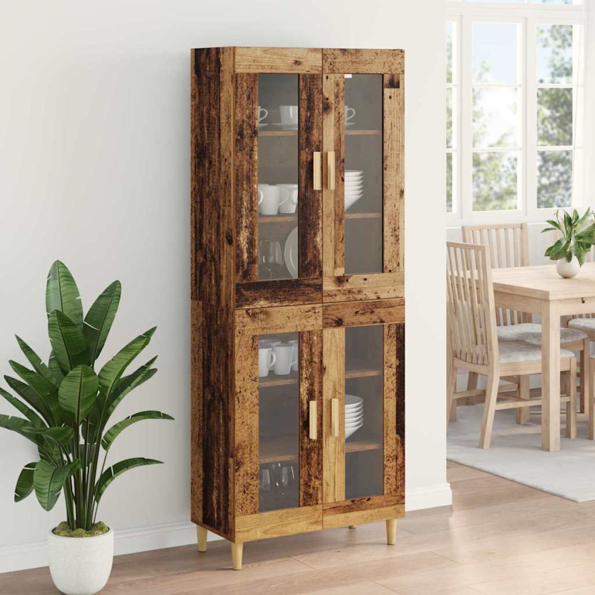 vidaXL Highboard Παλιό Ξύλο 69,5 x 34 x 180 εκ. Επεξεργασμένο Ξύλο